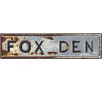 Vintage Fox Den Metal Tin Sign 4x16 in Art Wall Hanging Decorative Plaque Home Farmhouse Porch Bedroom Decor Ideal for Valentine's Day and Spring Gifts
