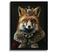 Vintage Fox King Wall Print Painting Animal Wall Art Fox King Picture Home Gift Poster A5 - Wall Art Home Decor Movie Poster Canvas Film Cinema Retro Vintage Cult Classic Nostargic Saga Modern reprin