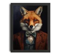 Vintage Fox Painting Fox Portrait Gentleman Fox Print Animal Wall Art Fox Gift A4 Poster on Canvas - Wall Art Home Decor Movie Poster Canvas Film Cinema Retro Vintage Cult Classic Nostargic Saga Mode