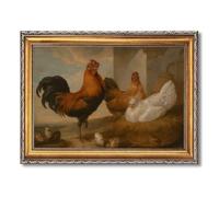 Vintage Framed Chicken and Hens Poster Canvas Print ArtFarmhouse Wall Art Painting PicturesWhimsical Art Print for Living Room Wall Decoration for Kitchen ApartmentHome Decor (Retro Framed,12L x16W)