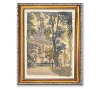 Vintage Framed Church Landscape Wall Art Canvas Print Oil Paintings Reproduction World Classics Rustic Artwork Poster Painting Elegant Home Decor for Living Room Bedroom (Retro Framed,16L X24W)