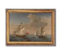 Vintage Framed Maritime Naval Battle Canvas Print Art Rustic Wall Art Painting Elegant Pictures Wall Decor Wall Decoration for Living Room Office Dorm Room Art Print (Retro Framed,12L x16W)