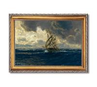 Vintage Framed Sailing Ship Canvas Print Art Wall Art Painting Pictures Wall Decor Rustic Elegant Home Decor Decoration Living Room Dorm Room Art Print (Retro Framed,12L x16W)