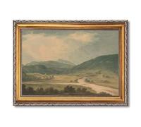 Vintage Framed Serene Mountain Landscape Canvas Print Art Rustic Wall Art Painting Pictures Elegant Home Decor Wall Decoration for Living Room Office Dorm Room (Retro Framed,24L x36W)