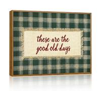 Vintage Framed Wall Art, These Are The Good Old Days Print, Retro Green Gingham Decor, Motivational Farmhouse Wall Decor, Trendy Cottage & Grandma Core Aesthetic Art for Living Room Bedroom 12x16 Inch
