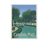 Vintage Frankreich Reiseposter Canal Du Midi Boot，Klassisches Puzzle 3D Puzzle DIY Kit Papier spielzeug Einzigartiges Geschenk（38x26cm）-BM31