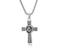 Vintage Freemason Stainless Steel Cross Necklace Celtic Knot Titanium Steel Brotherhood Pendant
