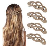 Vintage French Barrette Clips for Women - Classic Medium Hair Accessories for Thick Thin Medium Fine Hair, Elegant Retro Non Slip With Classic Design, Cute Styling for Strong Hold (4 Light Brown)