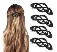 Vintage French Barrette Clips for Women - Classic Medium Hair Accessories for Thick Thin Medium Fine Hair, Elegant Retro Non Slip With Classic Design, Cute Styling for Strong Hold (4 Black)