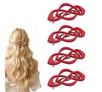 Vintage French Barrette Hair Clips, 4Pcs Vintage French Barrette Hair Clips, Stylish Elegant Retro Non Slip Clip, for Women & Girls (Burgundy)