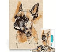 Vintage French Bulldog Jigsaw Puzzle 1000 Pieces Cognitive Fun Play High Precision Die Cut Unique Gift for Stress Relief (38x26cm)