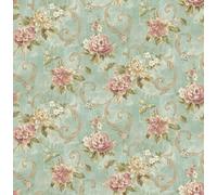 Vintage French Damask Peel and Stick Wallpaper Thickened Removable Self Adhesive Wall Paper Design for Walls Bathroom Bedroom Home Decor 17.3in x 118in Renter Friendly Wallpaper Mint Green and Pink