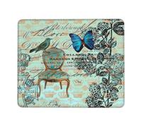 Vintage French Dark Academia Cottage Butterfly Bird Mousepad With Stitched Edges Mouse Pad Portable Mousemat For Work Office Pc 25X30Cm