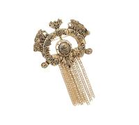 Vintage French Filigree Brooch With Dangling Tassels Pendant Elegant Lapel Pin Accessory Alloy Jewelry For Women Gift Shimmering Tassels Statement Brooch