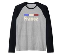 Vintage French Flag Drapeau Français Blue France Raglan Baseball Tee
