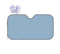 Vintage French Floral Textile On Soft Blue Car Front Window Sunshade | Foldable Windshield Sun Shade For Most Sedans Suv Truck Auto Sun Blocker