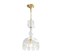 Vintage French Glass Pendant Light, Gold Chandelier with Crystal Drops, Elegant Ceiling Fixture for Kitchen Island, Dining Room & Living Space Lighting