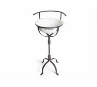 Vintage French Le Bain Enamel Basin Washstand Sink with Towel Rail 90cm | 90x41x39cm dimensions; removable white & black bowl; distressed metal tripod base shabby chic