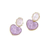 Vintage French Lilac & White Earrings | Water Ripple Heart Drop Convertible Jewelry | Elegant & Versatile Multi-Occasion Gift