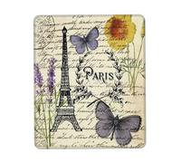 Vintage French Paris Eiffel Tower Botanical Flower Dark Academia Butterfly Mousemat Comfortable Desk Mat With Stitched Edges Mousepad For Office Studying Gaming 25X30Cm