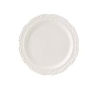 Vintage French Style Ceramic Dinner Plate, Elegant Round Embossed Lace Plate,Ceramic Serving Dish(8 inch,White)