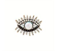 Vintage Freshwater Beads Devil's Eye Brooch Retro Palace Style Rhinestone Coat Pin Jacket Lapel Pin Accessories