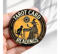 Vintage Fridge Magnet Tarot Card Readings and Witch Cat Design -2.3inch Acrylic Round Refrigerator Sticker Retro Decor Gift Perfect Size for Fridge, Locker, Or Any Magnetic Surface.