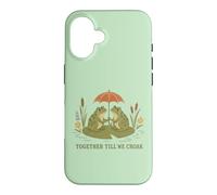 Vintage Frog Couple Romance Rainy Pond Humor Case for iPhone 16
