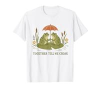 Vintage Frog Couple Romance Rainy Pond Humor Value Graphic T-Shirt