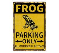Vintage Frog Sign Parking Only All Others Will Be Toad Metal Tin Crossing Wall Decor for Garage Yard Outside Bar 8"x12"