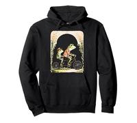 Vintage Frogs on Tandem Bike Whimsical Cycling Art Pullover Hoodie