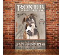 Vintage Front Boxer Dog Record Company Poster Metal Aluminium Tin Sign 8x12 Inch Wall Decor