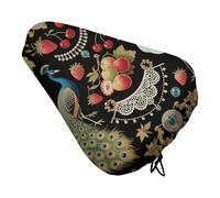 Vintage Fruit & Bird Print Bike Seat Cover Waterproof Oxford Fabric, Universal Adjustable Bicycle Saddle Cover with Drawstring Easy Install Protective Rain Dust Covers for Women Men