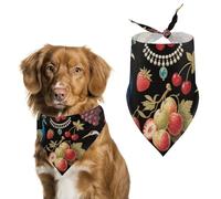 Vintage Fruit & Bird Print Dog Bandanas for Feeding Grooming, Triangle Pet Bibs for Cats & Dogs Washable Fashion Pets Scarf for Party Travel 27.6 X 11.8 Inch