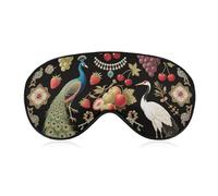 Vintage Fruit & Bird Print Sleep Mask for Women Men, Soft Eye Mask with Adjustable Strap for Sleeping, Light Blocking Travel Blindfold for Nap Comfortable Eye Cover for Home Office