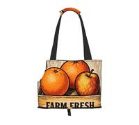 Vintage Fruit Label Pet Carrier Bag-Foldable Travel Tote For Small Dogs Cats, Portable Soft Sided Pet Crate With Seatbelt For Cat Puppy