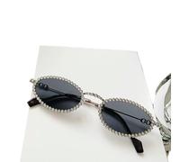 Vintage Full Crystal Anti-blue Light Eyeglasses for Women Alloy Small Oval Rhinestone Shiny Clear Glasses Frame Sunglasses
