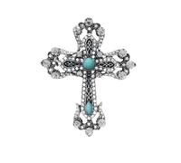 Vintage Full Crystal Cross Brooch Pin Rhinestone Christian Cross Bouquet Brooch Lapel Pin Wedding Party Faith Jewelry, Zinc, no gemstone