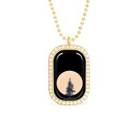 Vintage Full Moon & Pine Tree Custom Photo Necklace Personalized Picture Pendant Memory Jewelry for Women