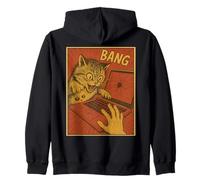 Vintage Funny Comic Cat Breaking Laptop Funny Retro Cat Meme Zip Hoodie