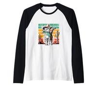 Vintage Funny Cowboy Cat Western Cats Lover Cat Moms & Dads Raglan Baseball Tee