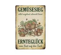 Vintage Funny Garden Vegetable Victory Rustic Gate Vegetable Metal Tin Sign