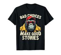 Vintage Funny Monkey Bad Choices Make Good Stories Quote T-Shirt