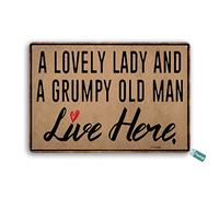 Vintage Funny Novelty Metal Sign Creative Tin Sign A Lovely Lady And A Grumpy Old Man Live Here Metal Tin Sign Wall Art Home Decor Kitchen Poster Cafe Pub Plaque 5.5x8inch