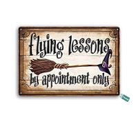 Vintage Funny Novelty Metal Sign Creative Tin Sign Flying Lessons By Appointment Only Witch Metal Tin Sign Wall Art Home Decor Kitchen Poster Cafe Pub Plaque 5.5x8inch