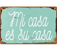 Vintage Funny Retro Metal tin Sign Mi Casa ES Su Casa SignFunny Novelty Metal Sign Plaqu Poster Wall Art Pub Bar Kitchen Garden Bathroom Home Decor 8x12 Inches
