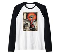 Vintage Funny Samurai Skeleton Japan Japanese Ukiyo-e Art Raglan Baseball Tee