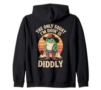 Vintage Funny The Only Squat I'm Doin' Is Diddly Frog Meme Zip Hoodie