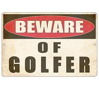 Vintage Funny Tin Signs Golf BallWall Decor Man Cave Bar Warning Beware of Golfer 12x8 inch