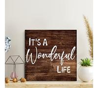 Vintage Funny Wooden Pallet Sign It's A Wonderful Life Wood Signs 10x10in Family Wall Decor Farmhouse Decor Wall Art Wall Hanger Sign for Living Room Bedroom New House Gift